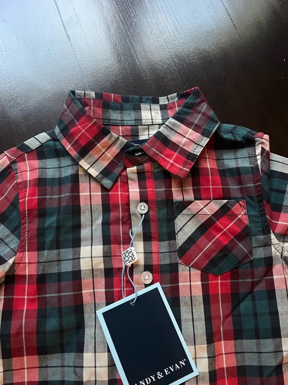 New - Andy & Evan Plaid Christmas Romper One-Piece Outfit
